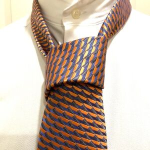 Ermenegildo Zegna Vibrant Orange and Navy Tie